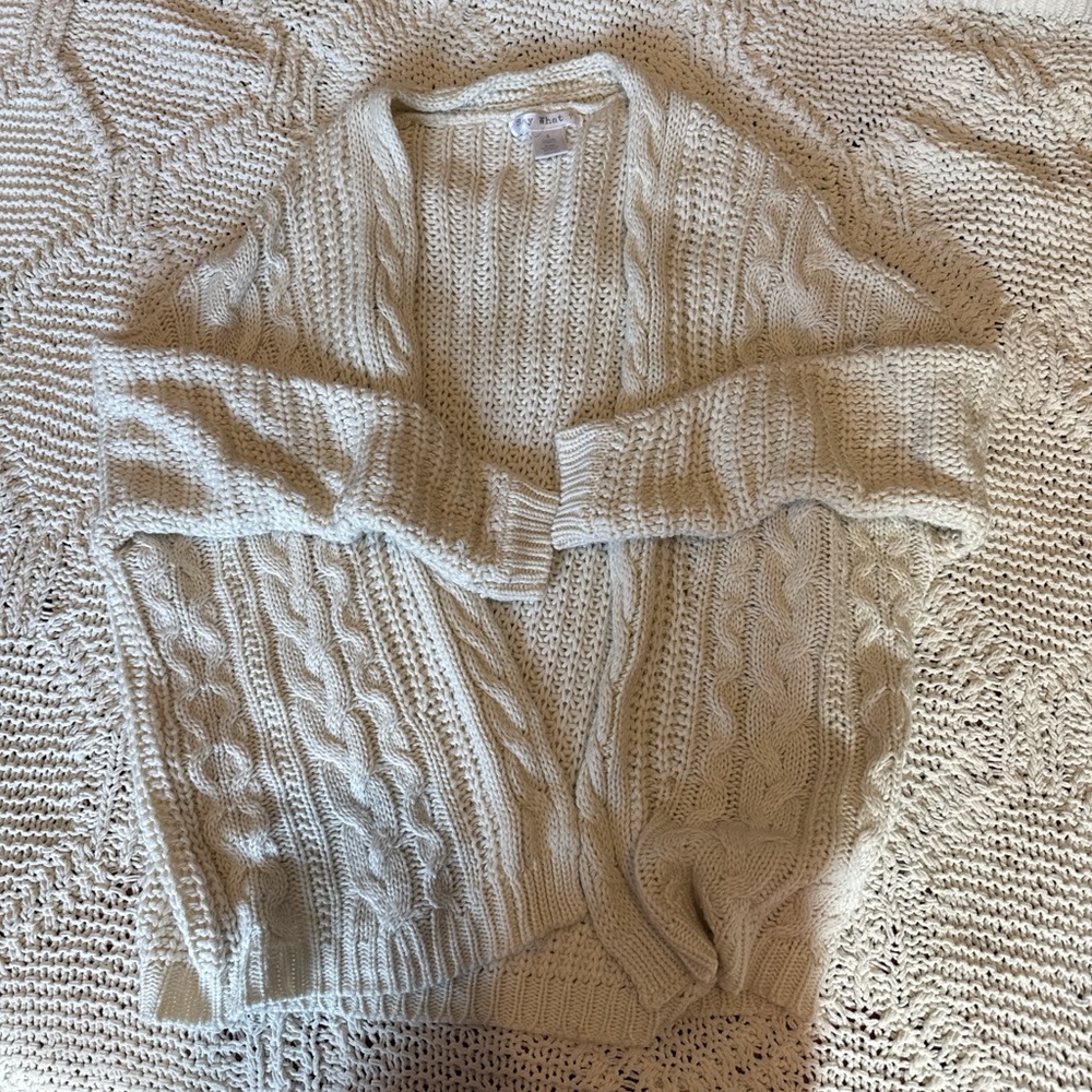 Say What? Cream Cable Knit Cardigan Sweater